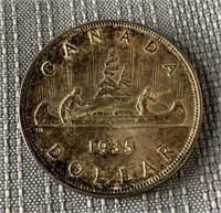 1935 Canada silver dollar en argent