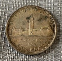 1939 Canada silver dollar en argent