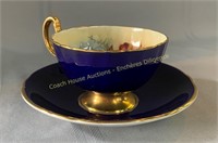 Aynsley Cabbage Rose cup & saucer signed J.A.