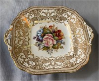 Aynsley Cabbage Rose plate with handles, Assiette