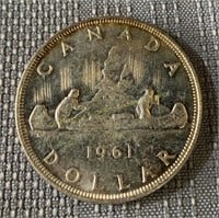 1961 Canada silver dollar en argent