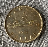 1951 Canada silver dollar en argent