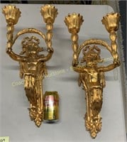 Heavy gold leaf over bronze wall sconces 8" x 19"