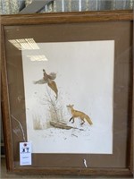 Fox and pheasant print