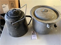 Enamel Coffee Boiler and an Antique Emamel Pot!!
