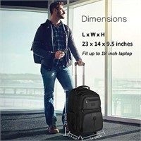 18" Roller Backpack, Travel Laptop Bag