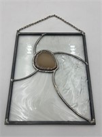 Stained glass hanging with agate