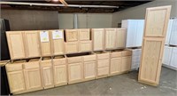 14 Pc Unfinished Oak Kitchen Cabinet Set