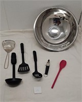 Large Mixing Bowl & Kitchen Utensils