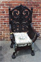 Antique Carved Arm Chair w/ carved griffins