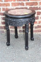 Antique Oriental round Stand w/ marble insert