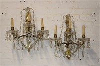 Pair of Brass Electric Sconces w/ prisms