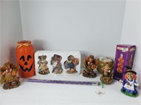 Miscellaneous fall and Halloween decor in basket