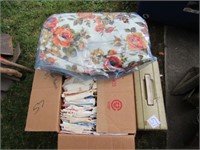 2 BOXES OF PATTERNS, SEWING MACHINE, VINTAGE