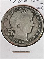 1906 Barber Half Silver Dollar