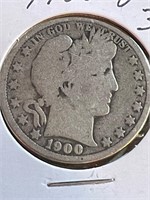 1900 Barber Half Silver Dollar