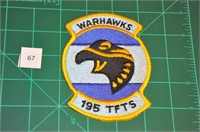 195 TFTS Warhawks USAF Military Patch 1980s