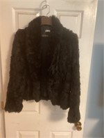 Vintage Black Rabbit Fur Coat,Size 5