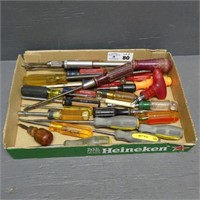 Tray Lot of Assorted Screwdrivers