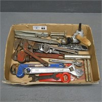 Tray Lot of Adjustable Pipe Wrenches