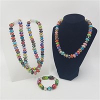 Art Glass & 925 Sterling Silver Bead Necklaces