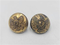 2 Civil War Union Eagle Infantry Officer's Buttons