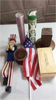 Wooden Uncle Sam, matches, wooden box, wooden