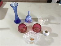 Glassware, lead crystal, glass swan, bell