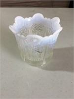 Fenton White Opalescent Glass bowl -  chip on