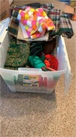 Tote Full of Fabric Scraps and Yarn