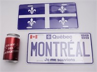 2 plaques en métal, Montréal et Québec, neuves