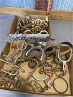 HORSE BITS, SPURS, LEATHER STRAPS W/ RINGS
