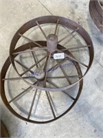 PAIR OF IRON WHEELS, APPROX 22"