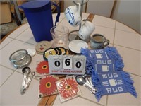 Cups, PItcher, Coasters, Assorted Kitchen Items