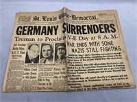 VINTAGE ST LOUIS NEWSPAPER. GERMANY SURRENDERS