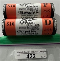 2 Mint Rolls 2005 D&P California State Qtrs