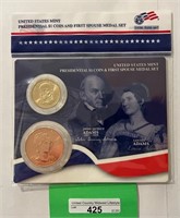 US Mint Pres $1 & Spouse Medal-Adams