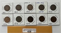 1860/1881 Various Indian Cents-10 Coins