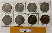 1971/1972 Various IKE Silver Dollars-8 Coins