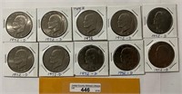 1972 IKE Silver Dollars-10 Coins