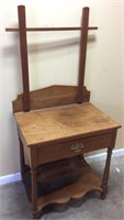 ANTIQUE SINGLE DRAWER WASHSTAND w TOWEL BAR, CAME