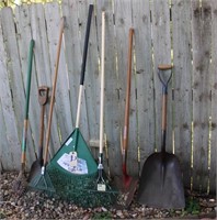 rake, shovels, lawn and garden equipment