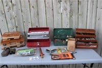 fishing tackle and boxes