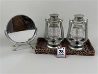 Mirror, Lanterns (2) and Tray