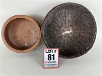 Wooden Bowl and Wicker Basket