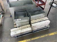 7 Galvanised Steel Storage Bins, 6 Concrete Blocks