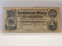 Confederate $500 Dollar Bill