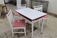 Enamel Top Table w/ 3 Chairs