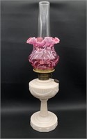 Aladdin Lincoln Drape Pink Alacite Oil Lamp w/