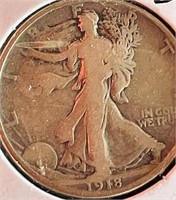 1918 Walking Liberty Silver Half Dollar